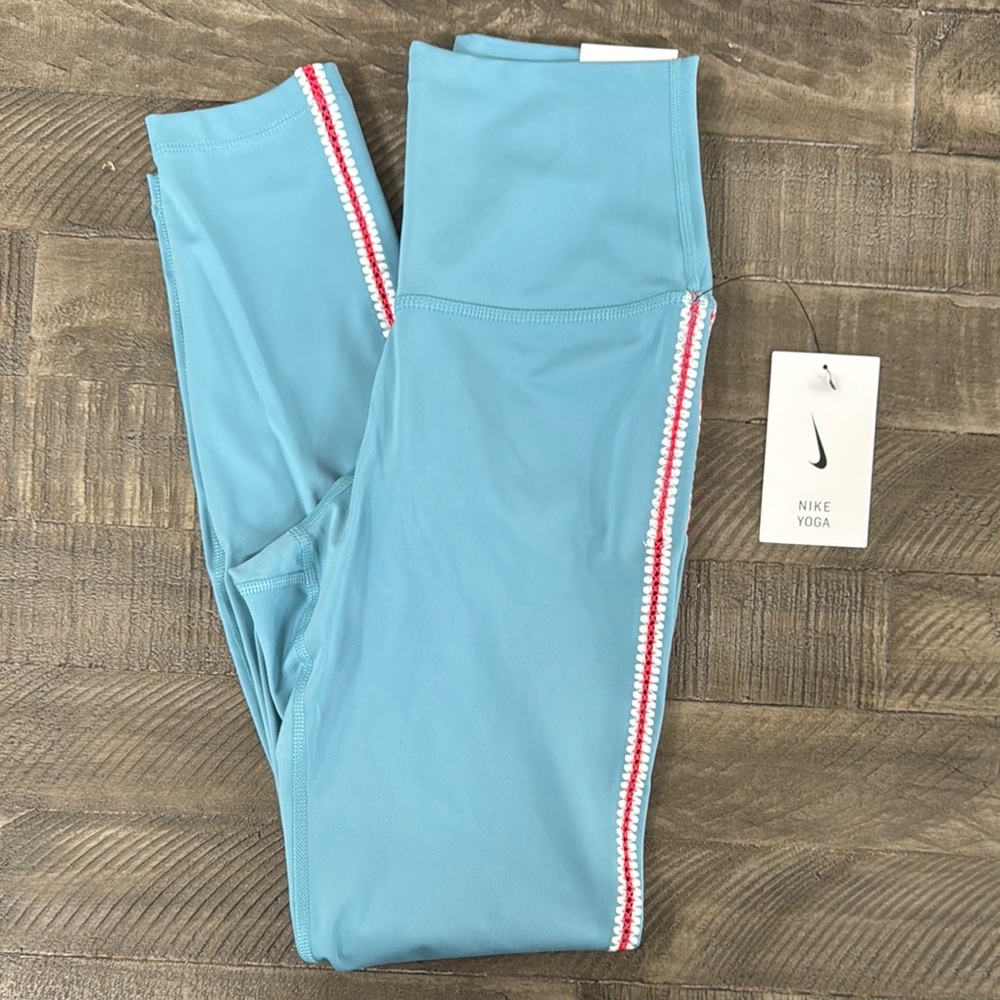 Nike Blue Yoga Leggings with Stripes
